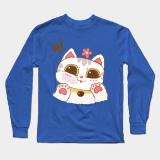 cute cat say hi Long Sleeve T-Shirt